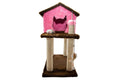 Casinha para Gatos com Arranhador – Rosa e Marrom