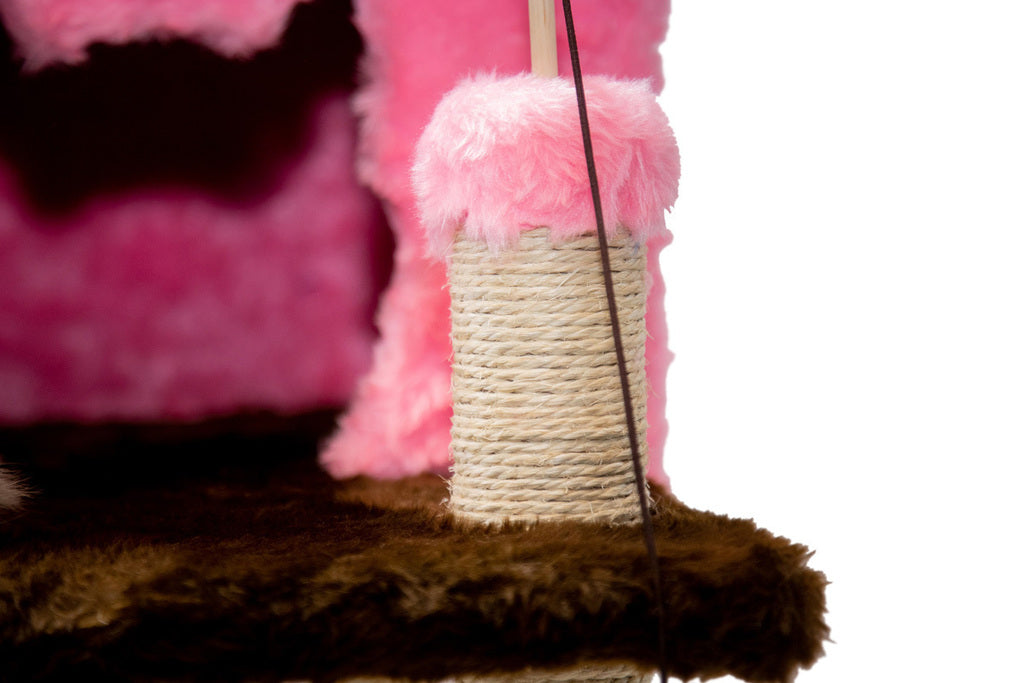 Casinha para Gatos com Arranhador – Rosa e Marrom