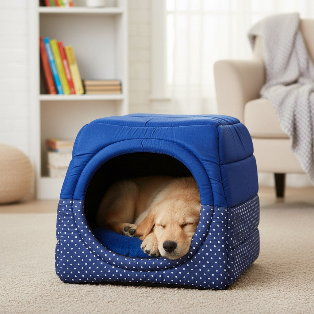 Toca Iglu Pet Confortável – Azul Poá