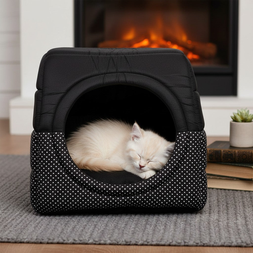 Toca Iglu Pet Confortável – Preto Poá