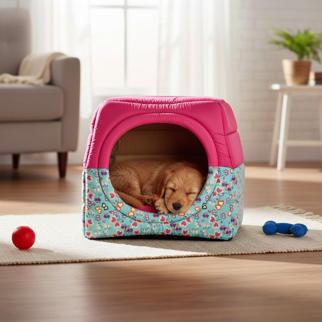 Toca Iglu Pet Confortável – Rosa Borboleta