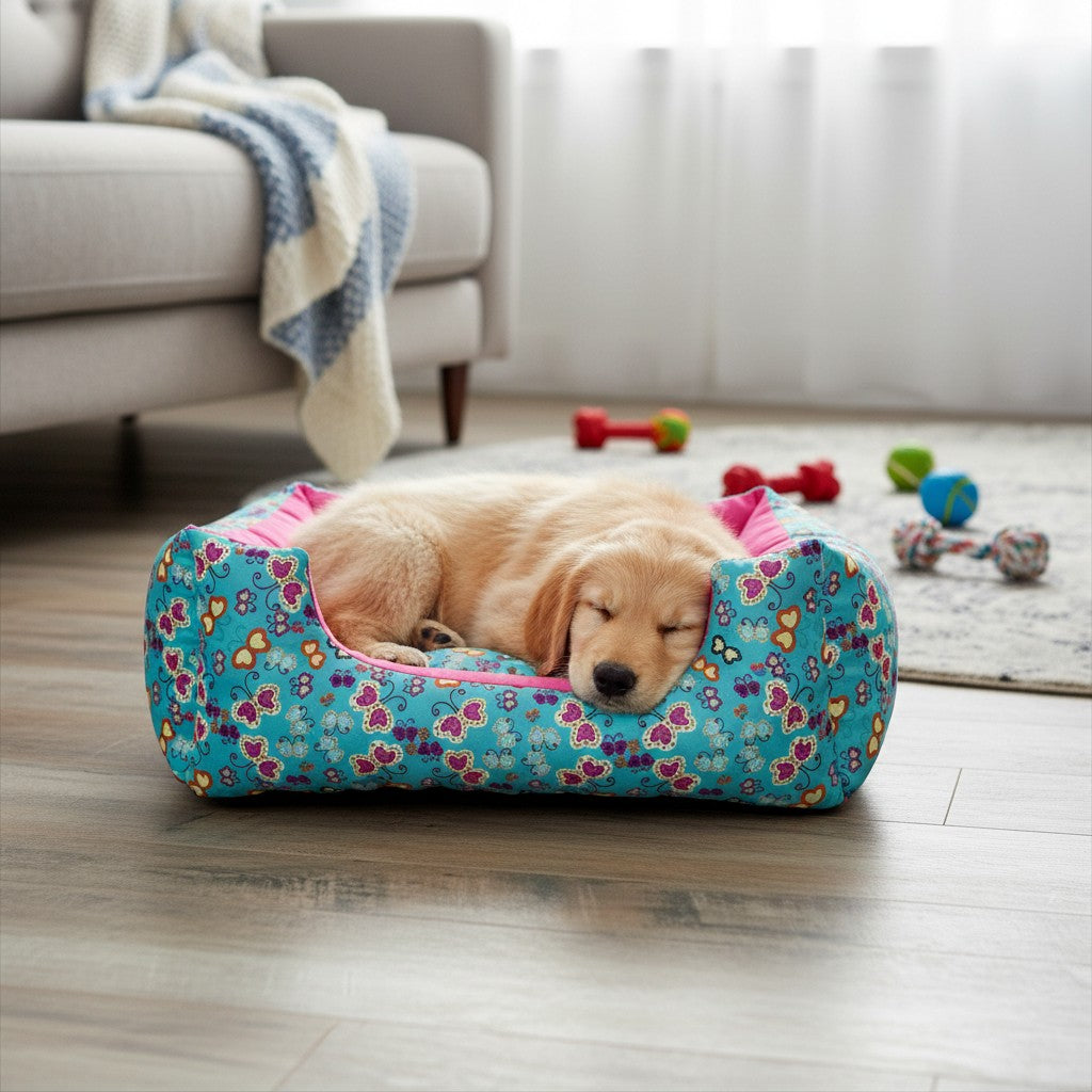 Cama Quadrada Conforto – Rosa Borboleta