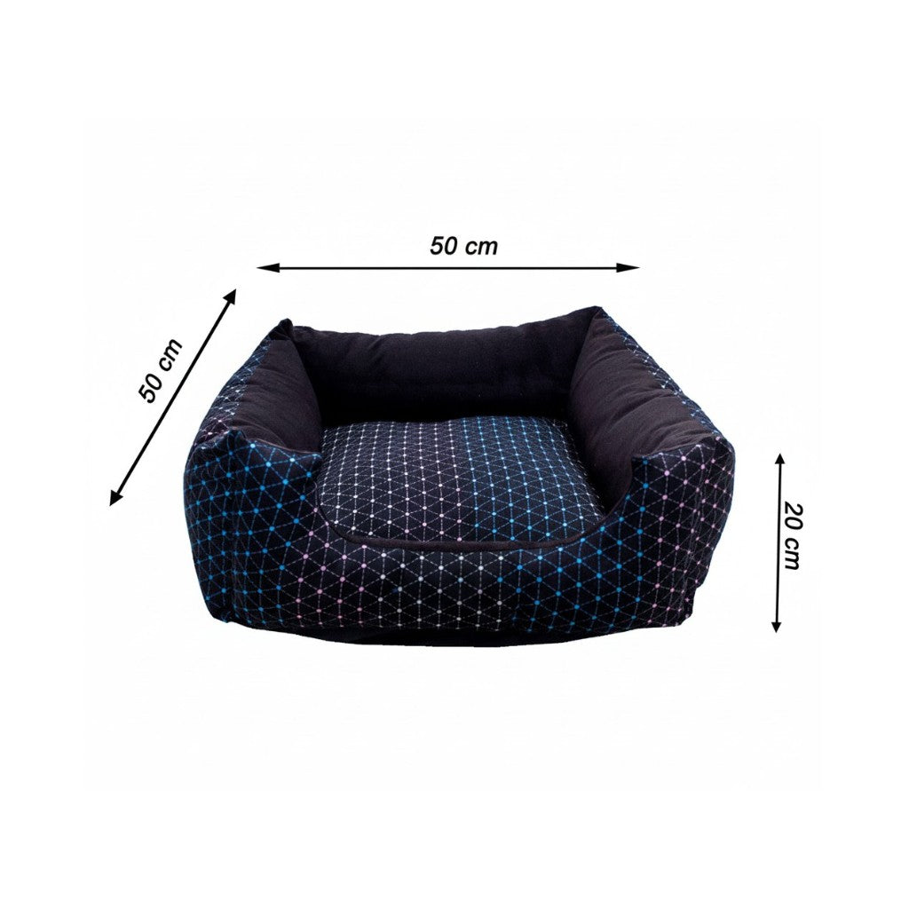 Cama Quadrada Conforto – Preto com Bolinhas