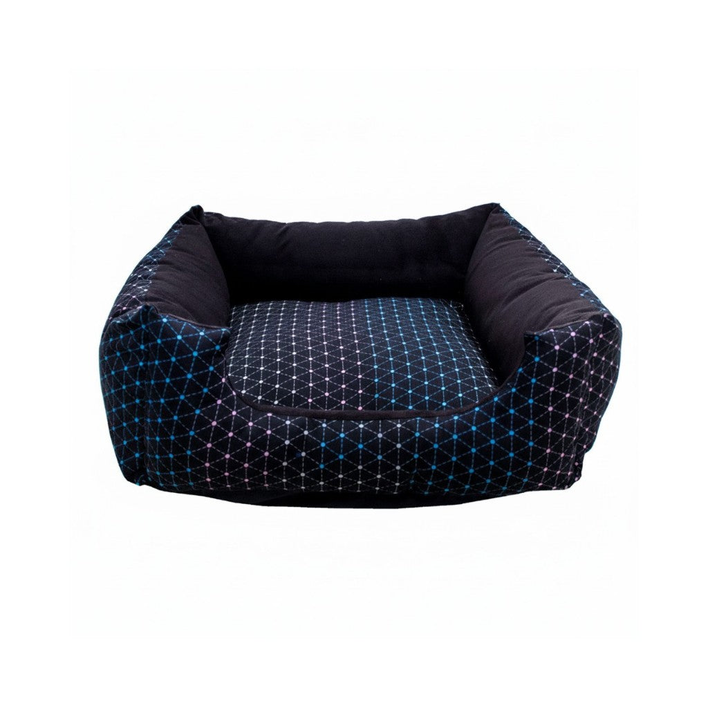 Cama Quadrada Conforto – Preto com Bolinhas
