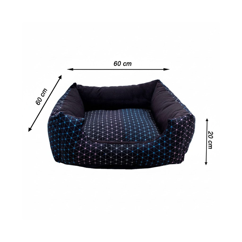 Cama Quadrada Conforto – Preto com Bolinhas