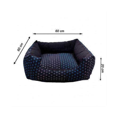 Cama Quadrada Conforto – Preto com Bolinhas