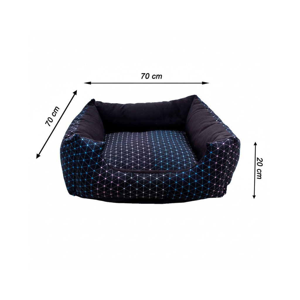 Cama Quadrada Conforto – Preto com Bolinhas